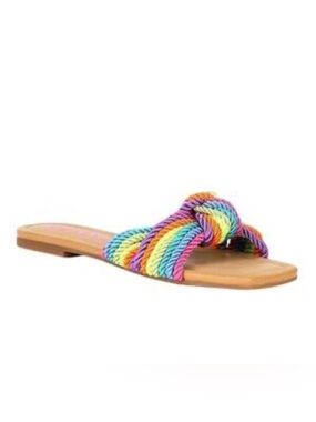Gianni Bini Multi-Color Rainbow Sandals Flats Slides size 6.5